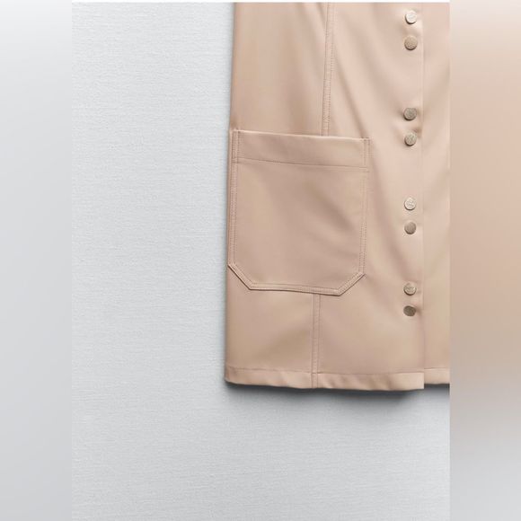 NWT ZARA FAUX LEATHER MINI PINAFORE DRESS - Picture 6 of 6